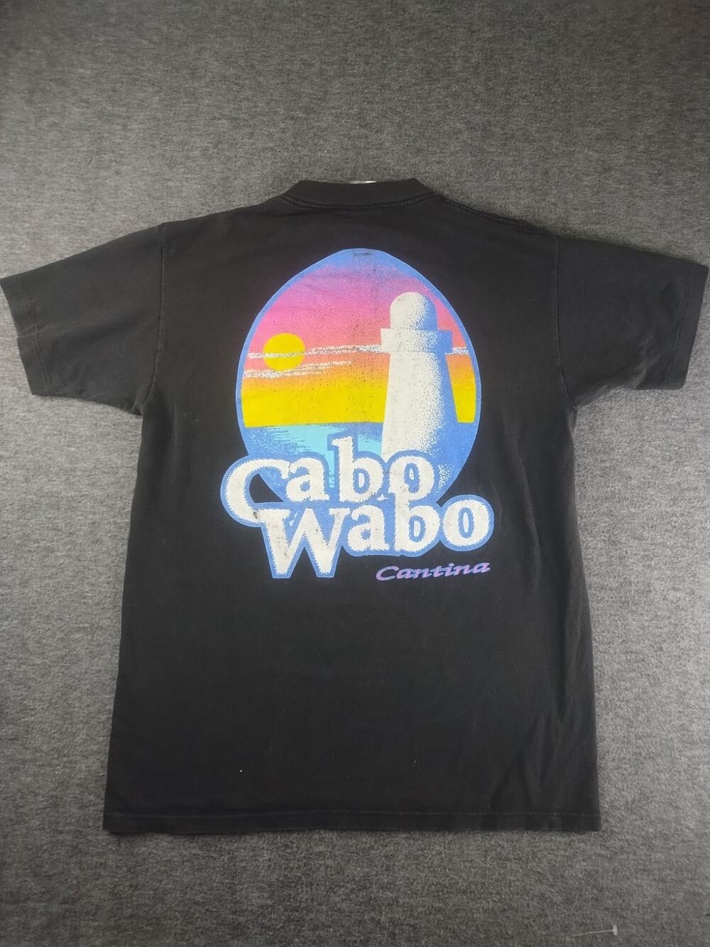 Vintage 90s Cabo Wabo Cantina Graphic Black T SHIRT Mens L - Wild Oat Tag